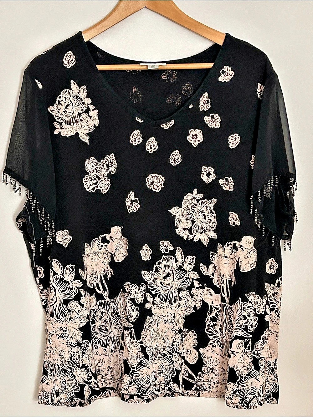 Coldwater Creek Floral Tunic Black & Pink Size 3X